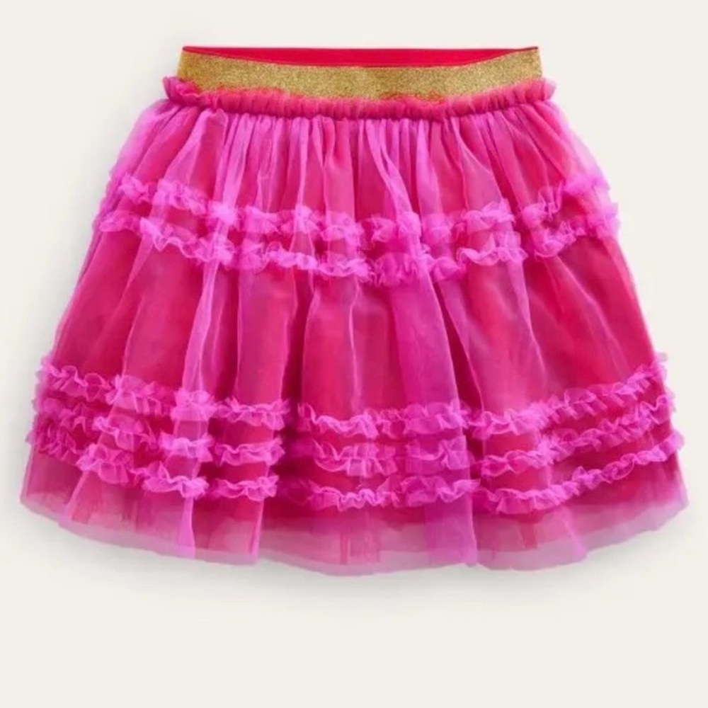Girls Mini Boden Hot Pink Tulle Skirt, Size 9-10